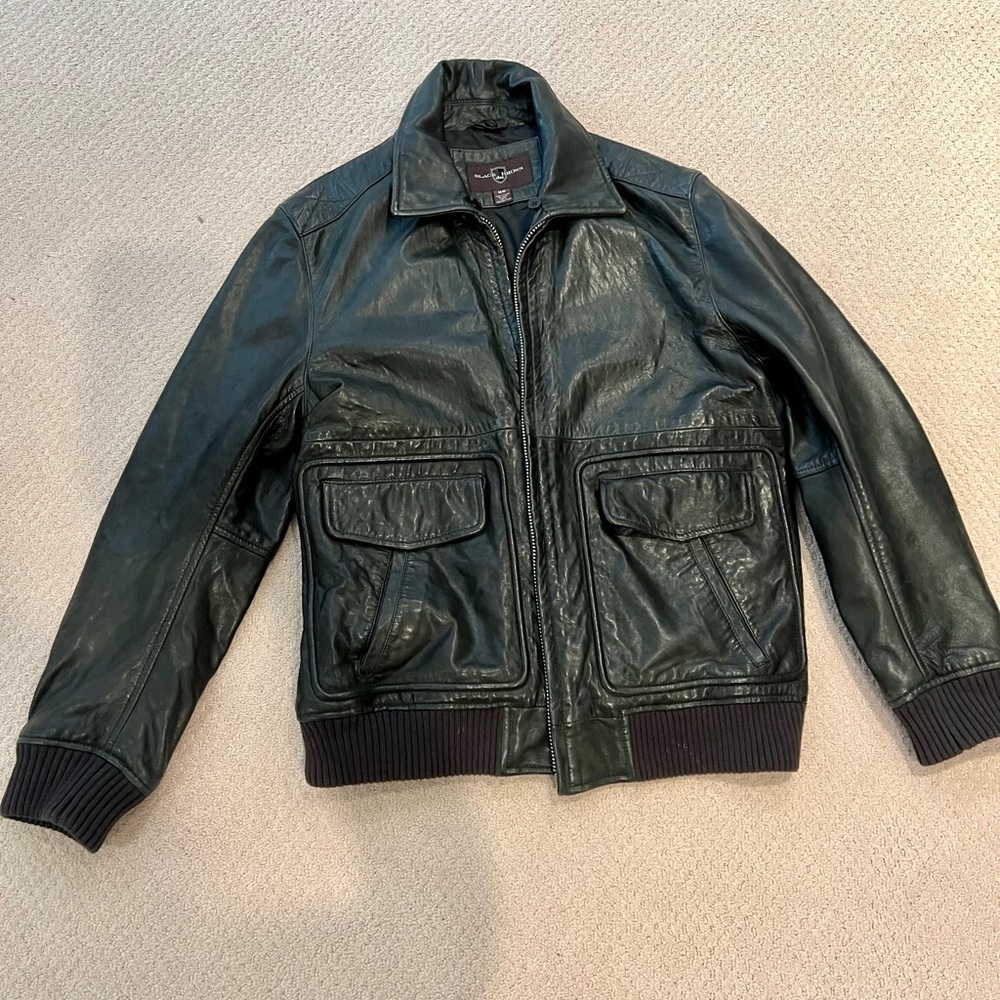 NWOT, medium Black Brown 1826 100% leather jacket
